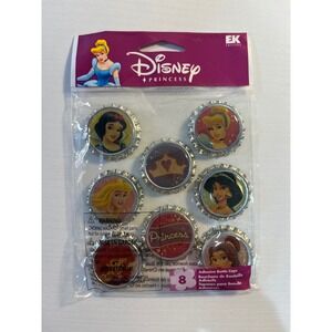 Y2K Disney Princess EK Success Adhesive Bottle Caps‎ Embellishments 8pk DBCP001